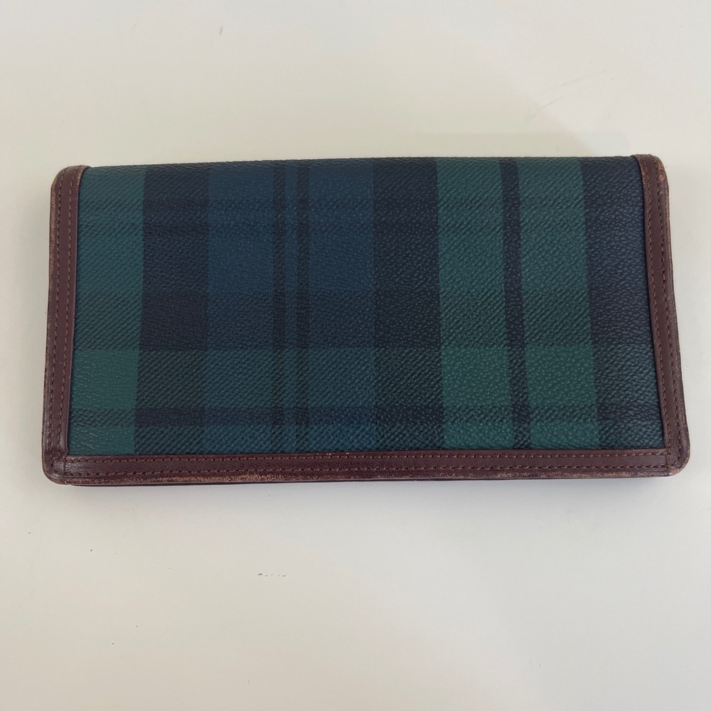 VTG Polo Ralph Lauren Wallet Blackwatch Plaid Tartan Leather Bifold Long Check